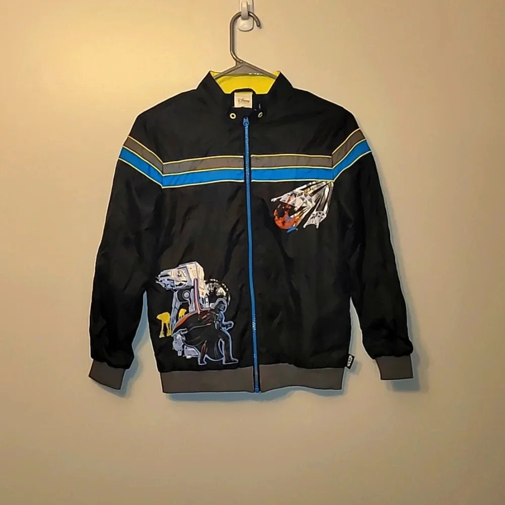 Disney Store Star Wars boys zip-up raincoat Darth Vader embroidery black LOT G - Picture 1 of 14